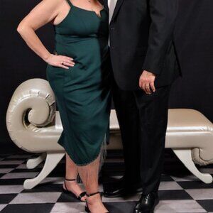 BloomChic Notched Collar Tassel Trim Cami Dress 14-16/1X